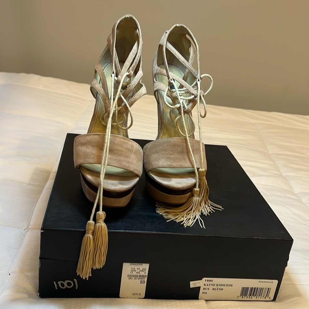 Rachel Zoe Tan wedge heels. Great with wide legged jeans. Comfortable.